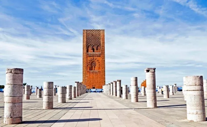 Hassan Tower and rows of stone columns in Rabat